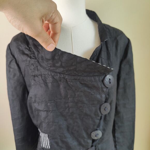 Mara Gibbucci 100% Linen Asymmetrical Jacket Lagenlook Size Medium - Picture 3 of 11